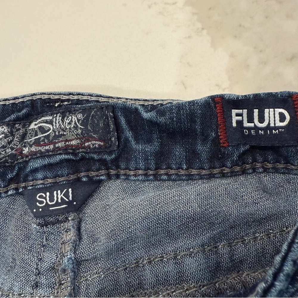 Silver Suki Mid Boot Denim Jeans Women’s W26xL31 Dark Blue Embroidered Pockets - Picture 6 of 12
